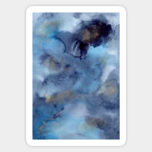 Watercolor Texture in Indigo, Gold and Blue Sticker